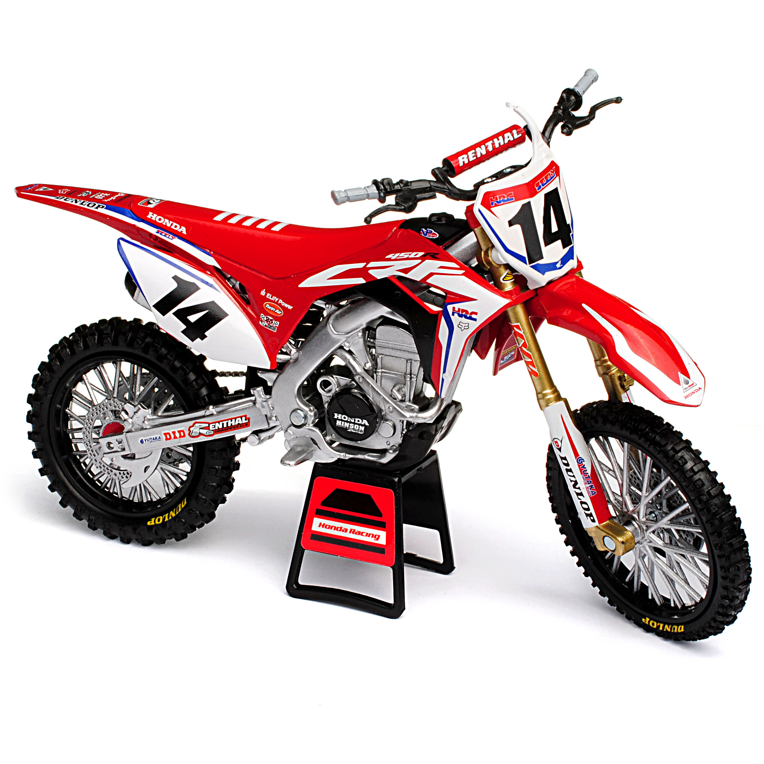 NEW RAY 49603 TEAM HONDA HRC CRF 450R DIRT BIKE 1/6 #14 COLE SEELY RED